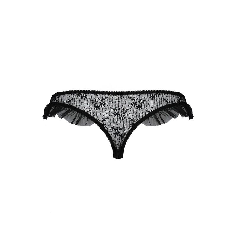 Трусики с оборками Passion Exclusive DONIA THONG XXL/XXXL, black