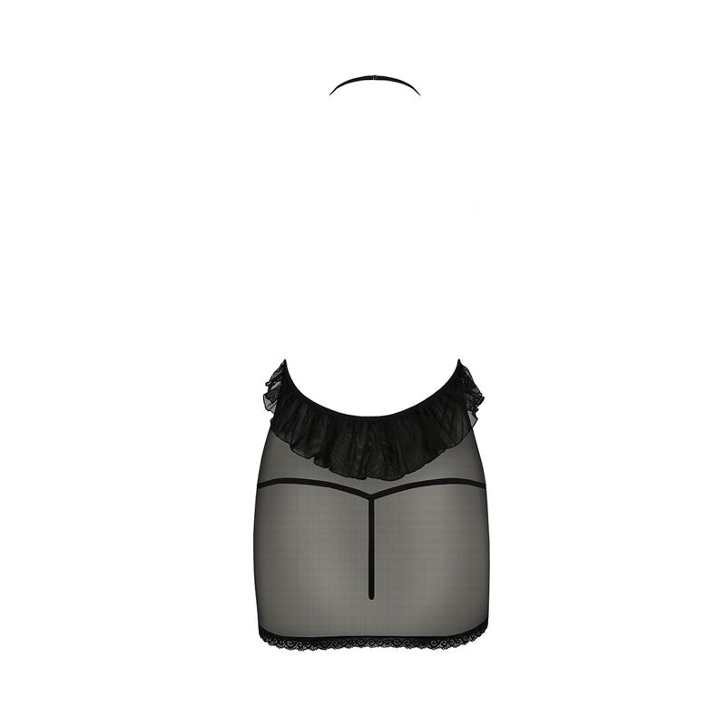 Сорочка прозрачная приталенная Passion ERZA CHEMISE S/M, black, трусики