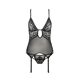 Корсет с декольте Passion ERZA CORSET L/XL, black, пажи, трусики, полупрозрачный