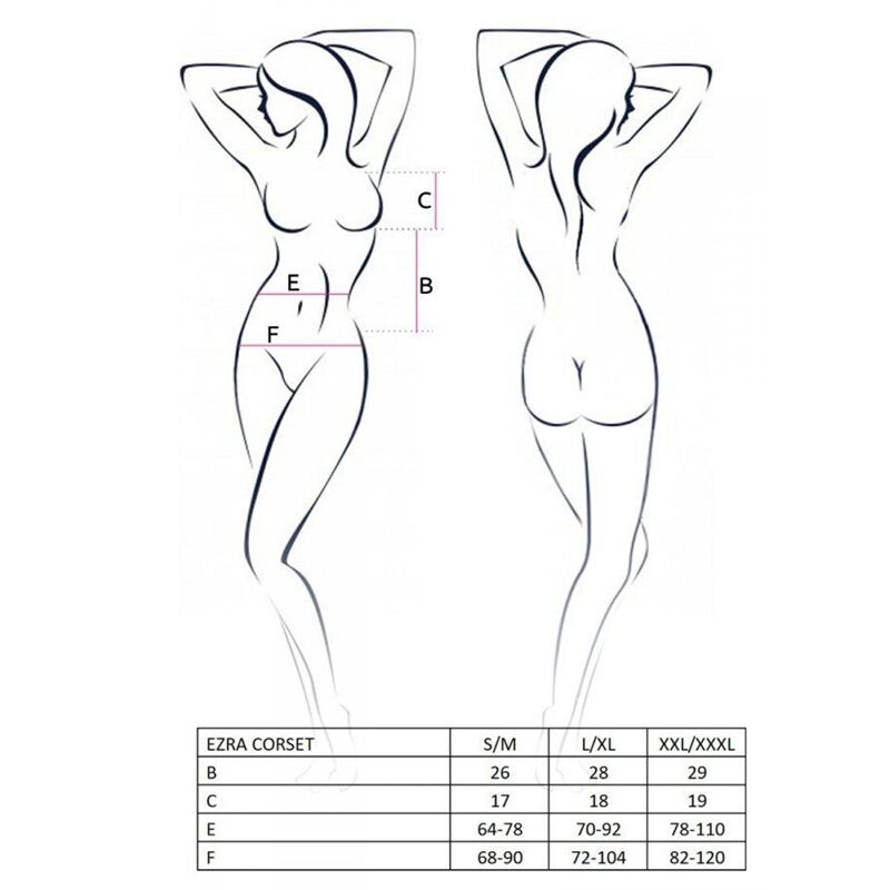 Корсет с декольте Passion ERZA CORSET L/XL, black, пажи, трусики, полупрозрачный