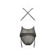 Корсет с декольте Passion ERZA CORSET XXL/XXXL, black, пажи, трусики, полупрозрачный