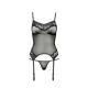 Корсет с пажами Passion MELANIA CORSET L/XL, black, трусики, полупрозрачный