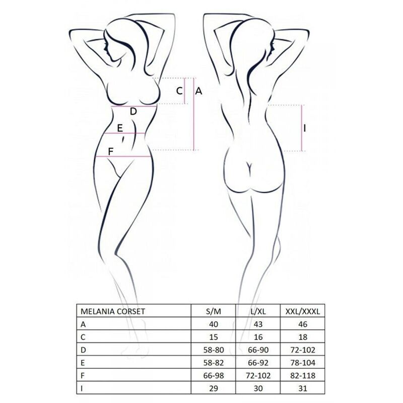 Корсет с пажами Passion MELANIA CORSET XXL/XXXL, black, трусики, полупрозрачный