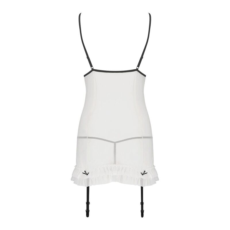Сорочка прозрачная с пажами Passion ORIHIME CHEMISE L/XL, white, трусики, стрэпы