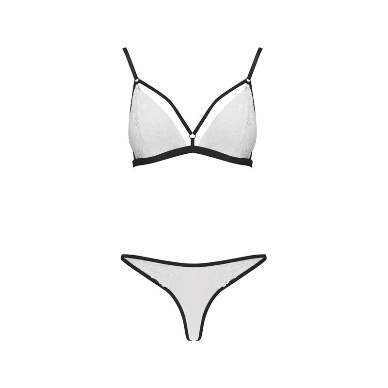 Комплект белья Passion ORIHIME SET XXL/XXXL, white, стрепы, лиф и трусики