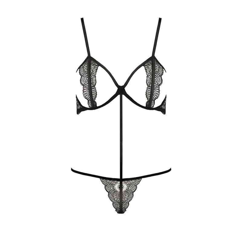 Комплект белья Passion Exclusive QUENTRIS BIKINI L/XL, black, стринги и полуоткрытый лиф