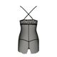 Прозрачная сорочка приталенная Passion QUENTRIS CHEMISE XXL/XXXL, black, трусики