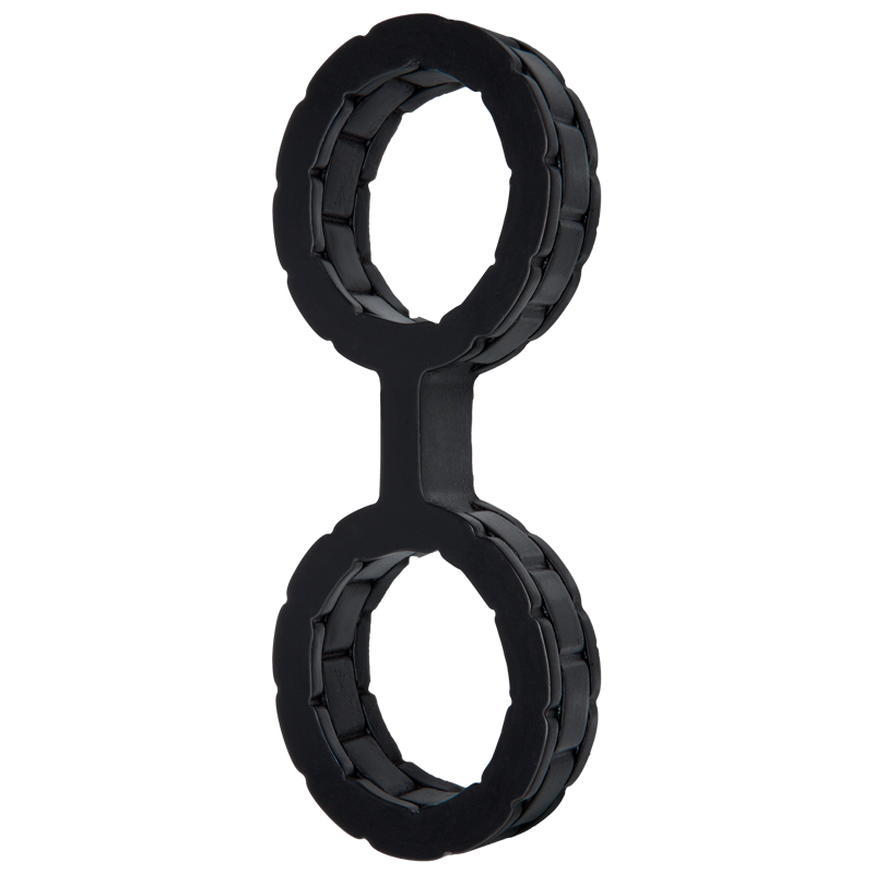 Наручники из силикона Doc Johnson The Cuffs Large - Black, хорошо тянутся, для рук и для ног