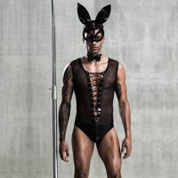 Еротичний чоловічий костюм "Зайка Джонні" з маскою, One Size Black Еротичний чоловічий костюм "Зайка Джонні" з маскою, One Size Black