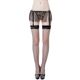 Эротический комплект чулок в крупную сетку и пояса с бахромой, One Size Black