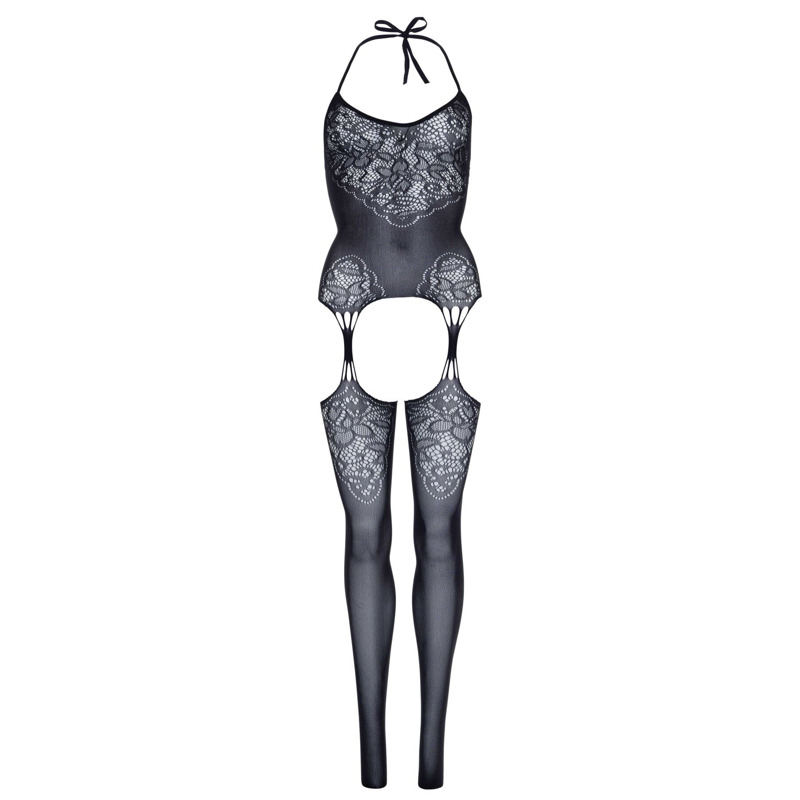 Эротический бодистокинг Leg Avenue Jacquard net Black, имитация чулок, открытый доступ, one size