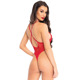 Кружевное боди Leg Avenue Floral lace thong teddy Red, шнуровка на груди, one size