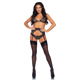 Кружевной комплект со стразами Leg Avenue Bright Lights Rhinestone M (трусики, бра, пояс для чулок)