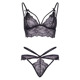 Эротический комплект со стрепами и стразами Leg Avenue Ready Or Not M Black, бра + стринги