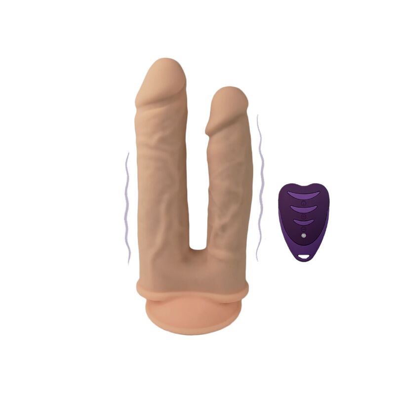 Двойной фаллоимитатор с вибрацией SilexD Double Gusto Vibro Flesh (Model 1 size 8" & 7") + LRS, диам Двойной фаллоимитатор с вибрацией SilexD Double Gusto Vibro Flesh (Model 1 size 8" & 7") + LRS, диам