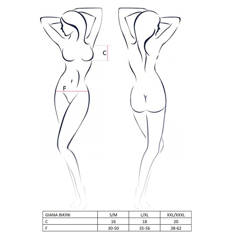 Комплект белья Passion GIANA BIKINI S/M, black, полупрозрачные лиф и трусики с бантиками