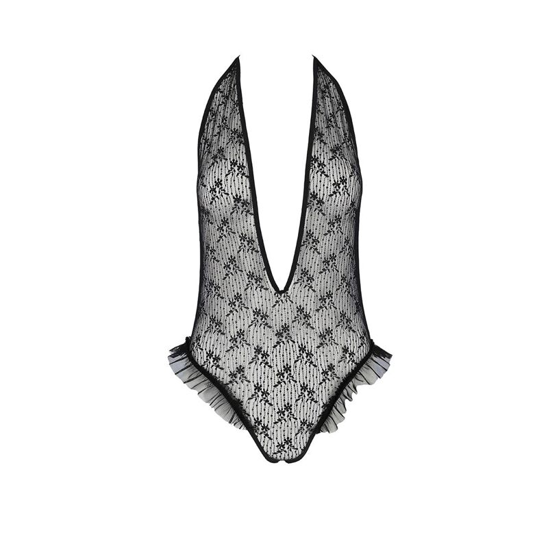 Боди монокини с глубоким декольте Passion OTAVIA BODY S/M, black