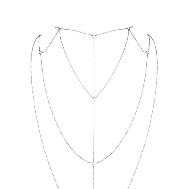 Цепочка для спины Bijoux Indiscrets Magnifique Back and Cleavage Chain - Silver, украшение для тела