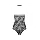 Бодистокинг с имитацией корсетной шнуровки Passion BS094 One Size, black, цветочный узор, с доступом