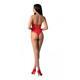 Бодистокинг с имитацией корсетной шнуровки Passion BS094 One Size, red, цветочный узор, с доступом