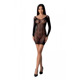 Полупрозрачное мини-платье Passion BS101 One Size, black, рукава-митенки