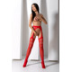 Эротические колготки-бодистокинг со шнуровкой на бедрах Passion S026 One Size, red, с доступом