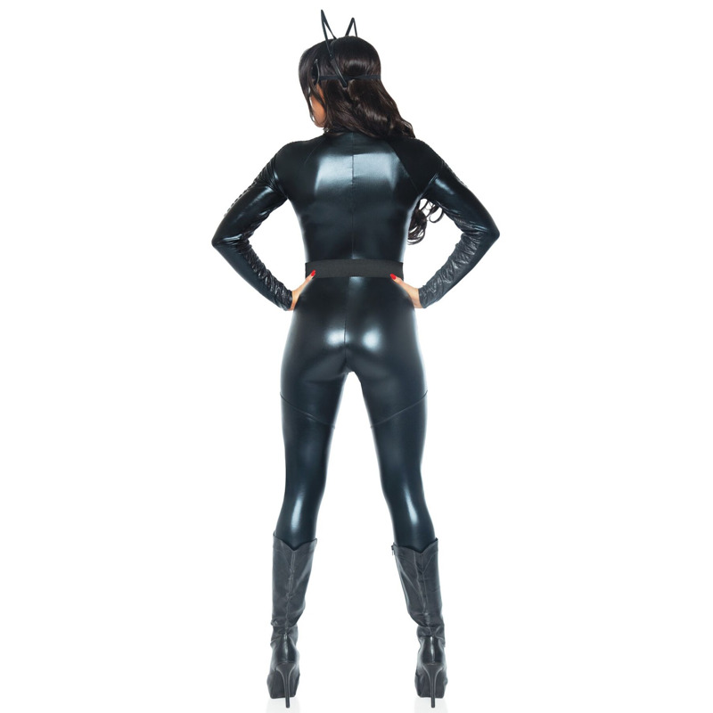 Эротический костюм супергероя-кошечки Leg Avenue Wicked Kitty M, комбинезон, пояс, маска, ушки