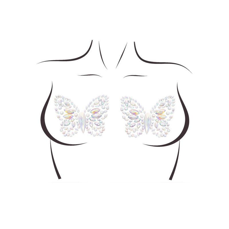 Пэстис-бабочки из кристаллов Leg Avenue Chrysallis nipple sticker, наклейки, светятся в темноте