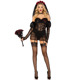 Эротический костюм черной невесты Leg Avenue Heartbreak Bride M, боди, рукава, вуаль, чокер