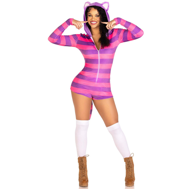 Комбинезон-костюм кошечки Leg Avenue Comfy Cheshire XS, с капюшоном
