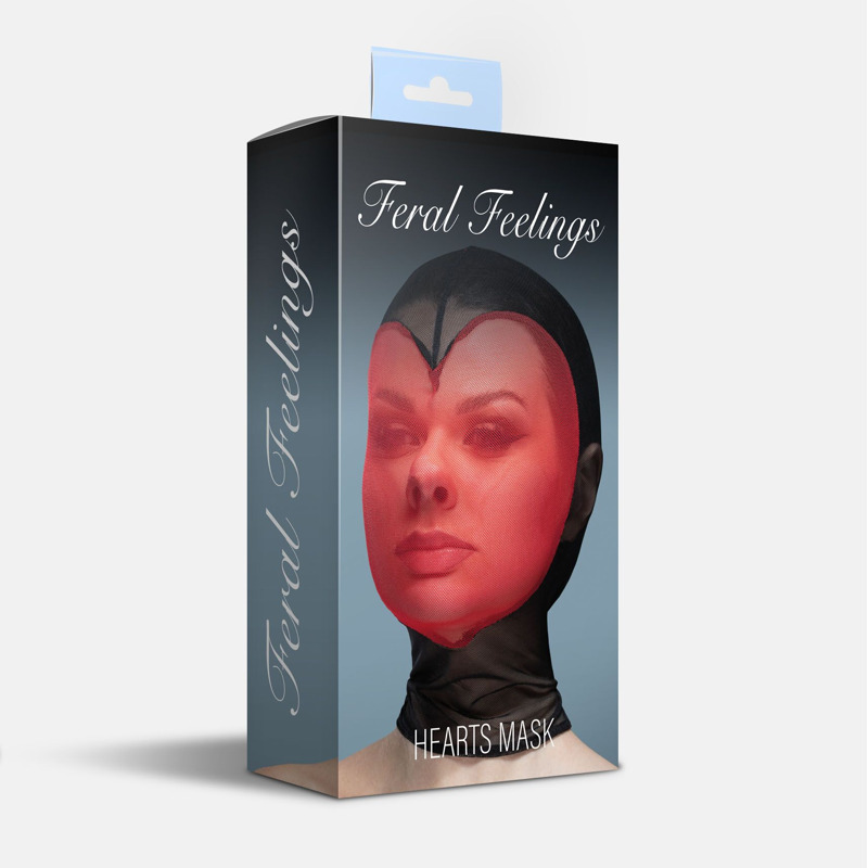 Маска сердце сетка с полностью закрытым лицом  Feral Feelings - Hearts Mask Black/Red