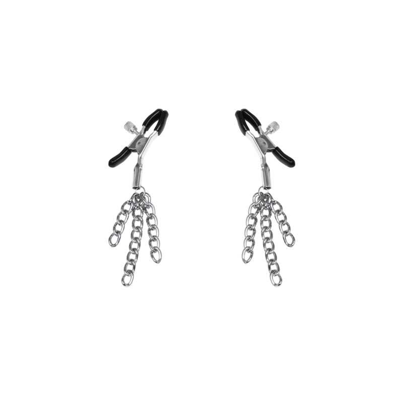 Зажимы для сосков с кисточками Feral Feelings - Nipple clamps Tassels, серебро/черный