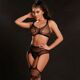 Комплект бодистокинг JSY «Твоя Луиза» One Size, Black, топ, чулки-стокинги, имитация гартеров, сетка