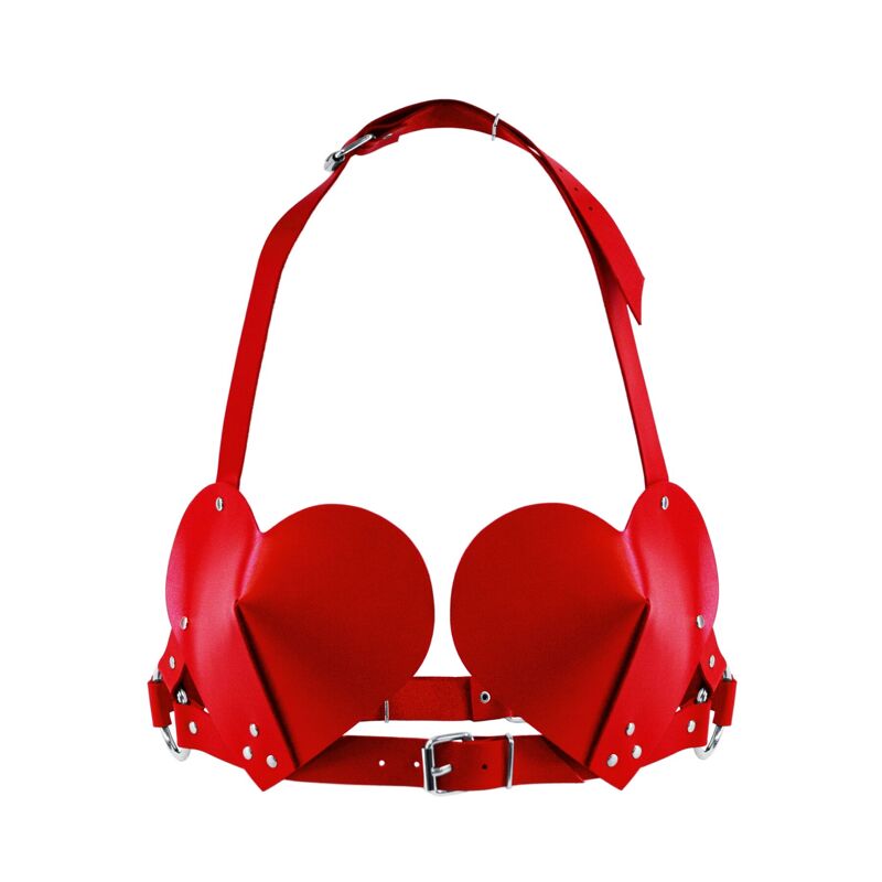 Лиф Сердце из натуральной кожи Feral Feelings - Hearts Bra Red