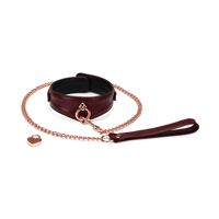 Шкіряний нашийник з повідцем Liebe Seele Wine Red Curved Collar, замок-сердечко Шкіряний нашийник з повідцем Liebe Seele Wine Red Curved Collar, замок-сердечко