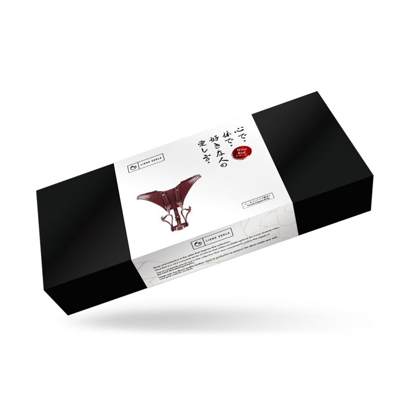 Кожаные трусики для вибратора Liebe Seele Wine Red Forced Orgasm Strop, полностью регулируемые