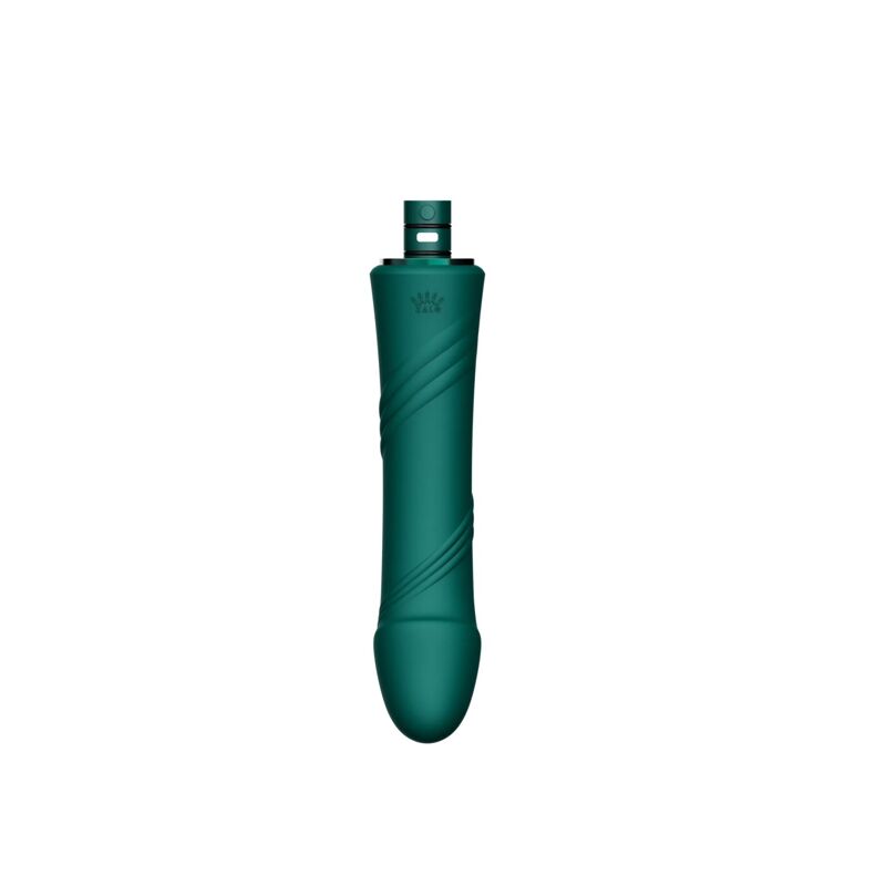 Компактная смарт секс-машина Zalo – Sesh Turquoise Green, 2 насадки, пульт ДУ, кристалл Swarovski