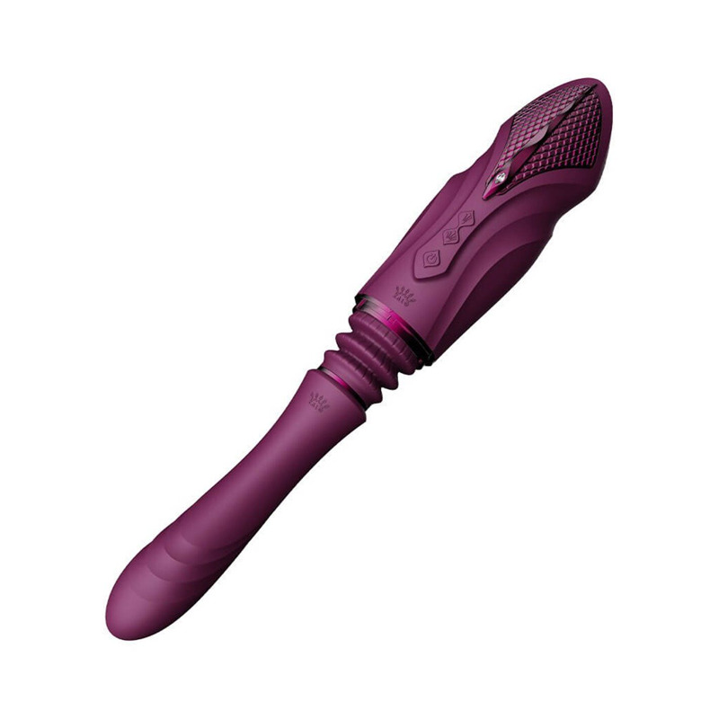 Компактная смарт секс-машина Zalo – Sesh Velvet Purple, 2 насадки, пульт ДУ, кристалл Swarovski