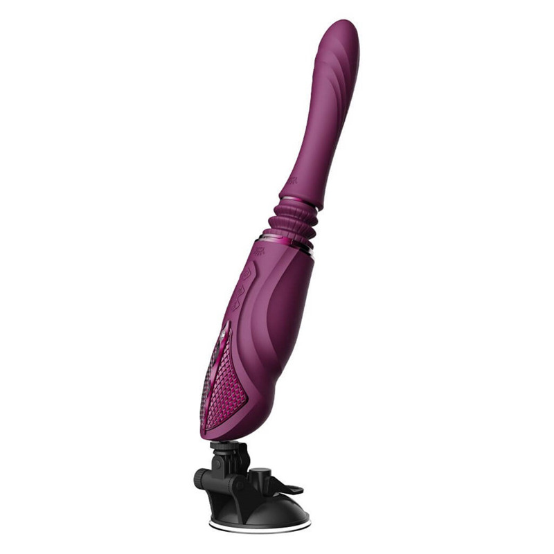 Компактная смарт секс-машина Zalo – Sesh Velvet Purple, 2 насадки, пульт ДУ, кристалл Swarovski