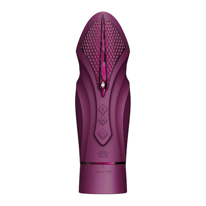 Компактная смарт секс-машина Zalo – Sesh Velvet Purple, 2 насадки, пульт ДУ, кристалл Swarovski
