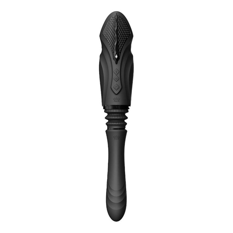 Компактная смарт секс-машина Zalo – Sesh Obsidian Black, 2 насадки, пульт ДУ, кристалл Swarovski