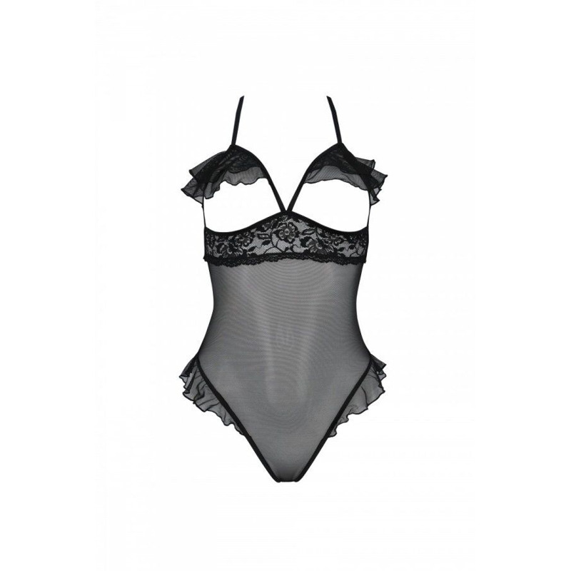 Эротическое боди Passion DOLLY BODY, XXL/XXXL, black, с открытыми чашками