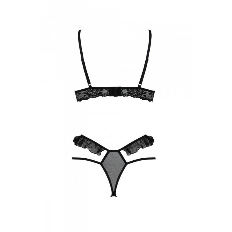 Эротический комплект Passion DOLLY SET, XXL/XXXL, black, с открытыми чашками