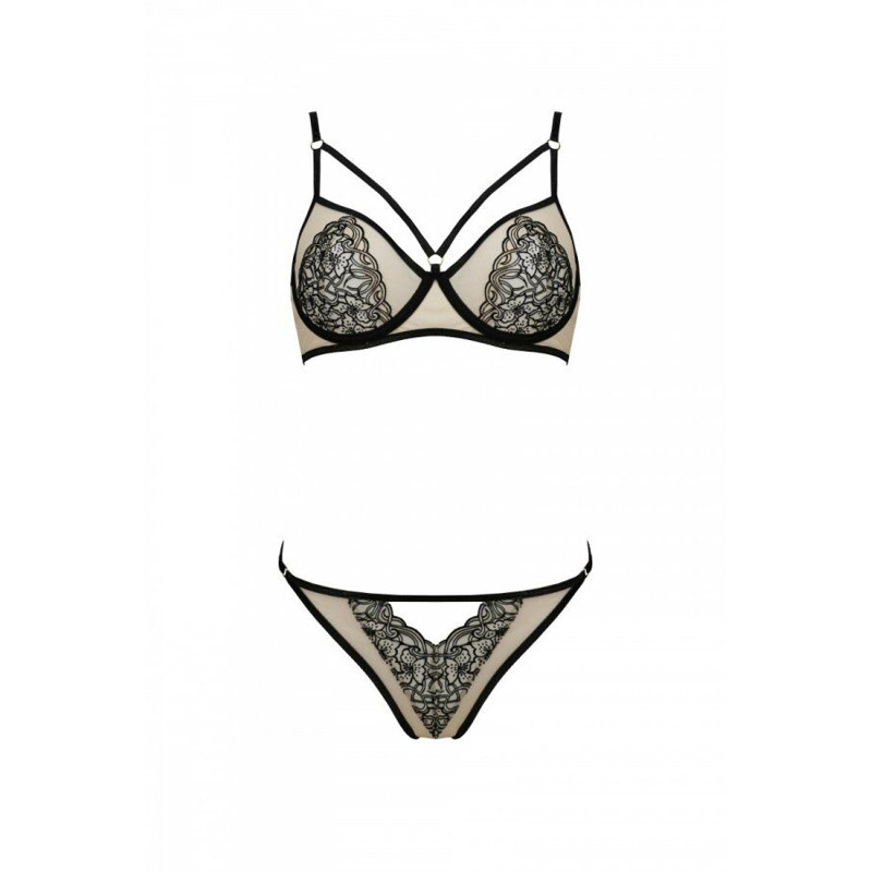 Комплект Passion LORINA SET, S/M, beige, бюстгальтер и трусики