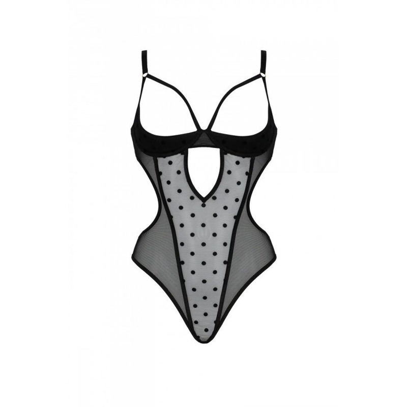 Эротическое боди Passion MARINA BODY, S/M, black, с открытыми чашками
