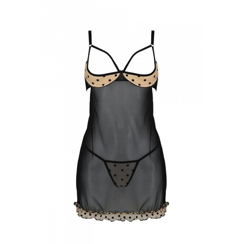 Эротический пеньюар Passion MARINA CHEMISE, L/XL, beige