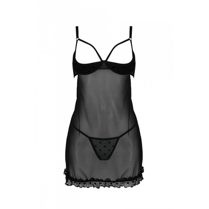 Эротический пеньюар Passion MARINA CHEMISE, L/XL, black