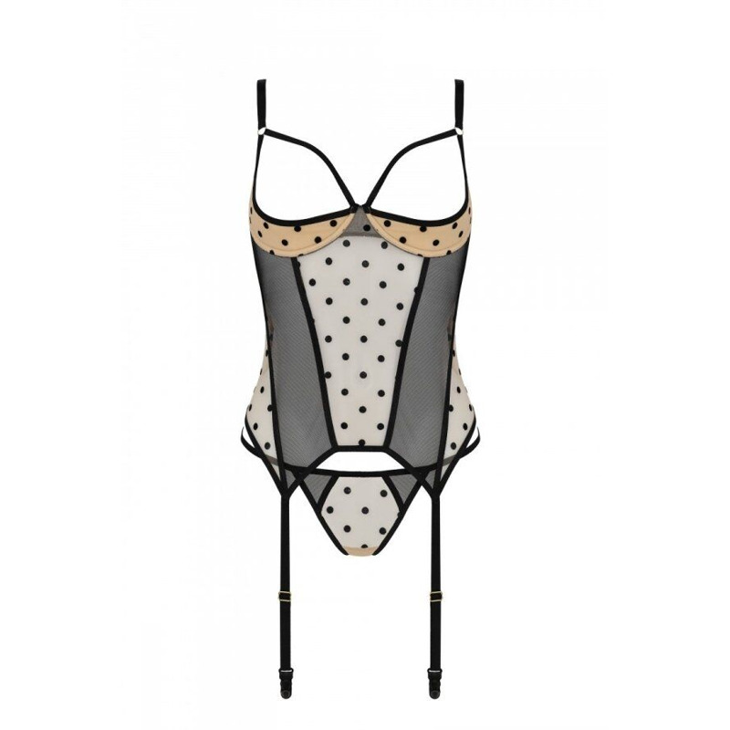 Корсет Passion MARINA CORSET, S/M, beige, с открытыми чашками