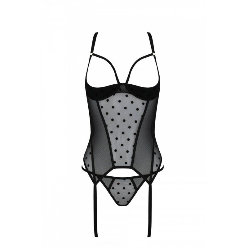 Корсет Passion MARINA CORSET, L/XL, black, с открытыми чашками