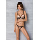 Эротический комплект Passion MARINA SET WITH OPEN BRA, XXL/XXXL, beige, открытые чашки